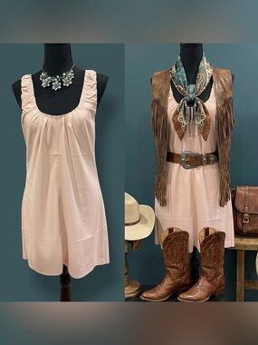 Nwot Dolce cabo Faux Leather Blush Pink Sleeveless Scoop Neck Mini Dress